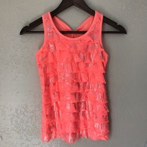 SO Girls Tank Top Ruffle Orange Size 7/8
